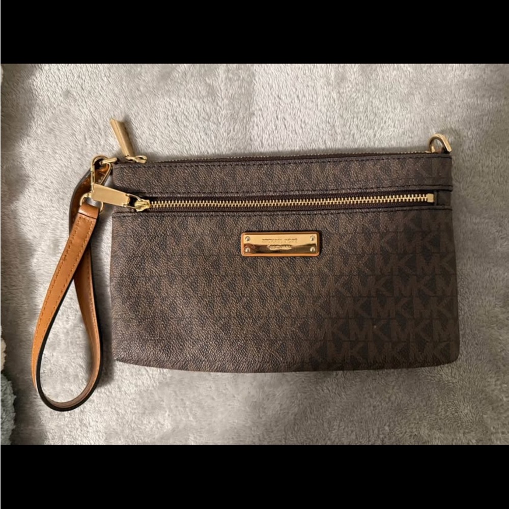 Michael Kors Signature Brown Wristlet Clutch